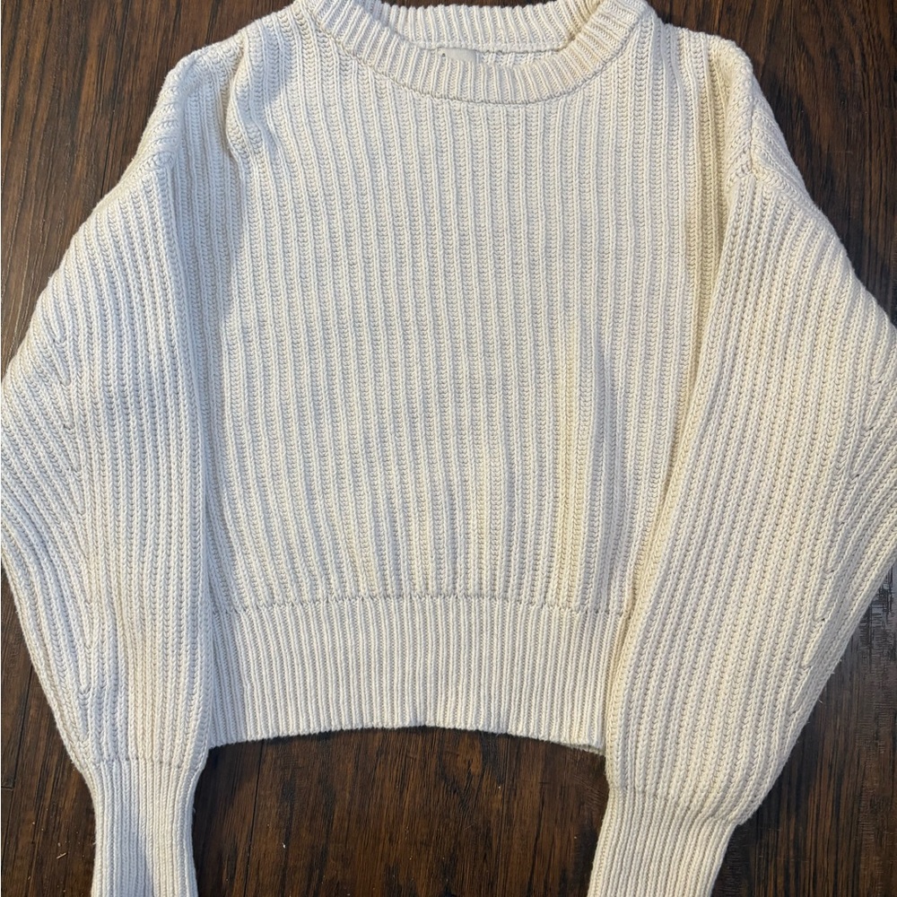 a new day Cream Ribbed Crew Neck Sweater